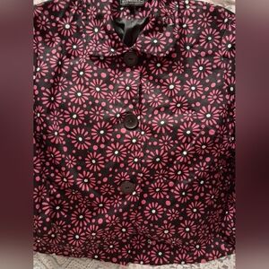 Elementz Stretch Jacket Black With Pink and White Daisy Print Sz XL